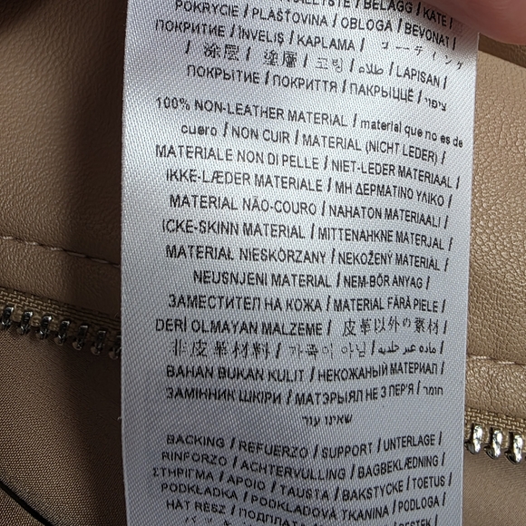 Guess Los Angeles Faux Leather Moto Jacket Womens M Tan Ruffle Hem Zip Front - Picture 10 of 11